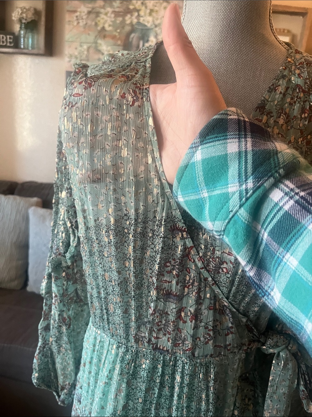 BA&SH Oriane printed wrap maxi dress
*As-Is* belted wrap around tie is cut short - Picture 5 of 13